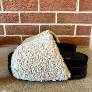 ROAM Beige Faux Fur Slides Women's Size 8 Slip-On